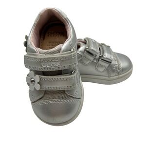 Geox Respira Toddler Girls Silver Metallic Glitter Flower Sneakers Size US 4.5